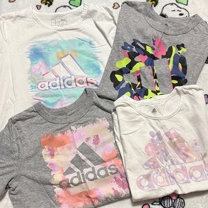 4 Adidas Kids Short Sleeve Tees - Pastel and Gray